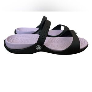 Crocs Cleo Slides Women's Black & Light Purple Cushion Slide Sandals